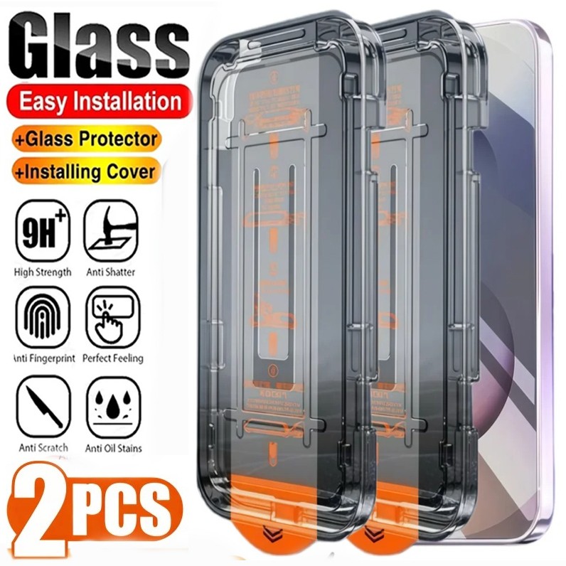 2X Tempered Glass for Iphone 17 16 15 14 13 Pro Max Full Screen Protector Cover