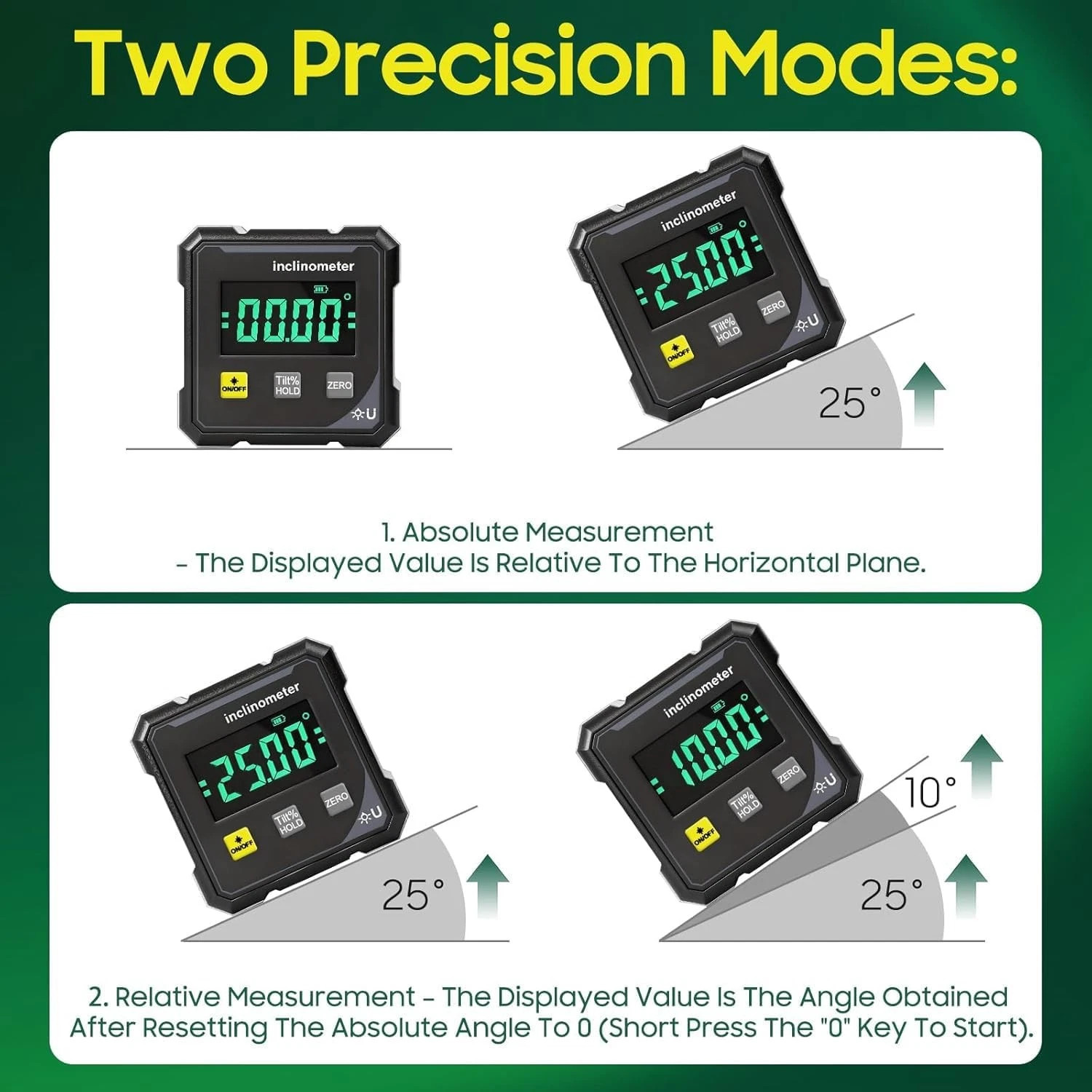 1pcs Digital Laser Angle Finder inclinometer,Protractor Tool,4×90° High Accuracy