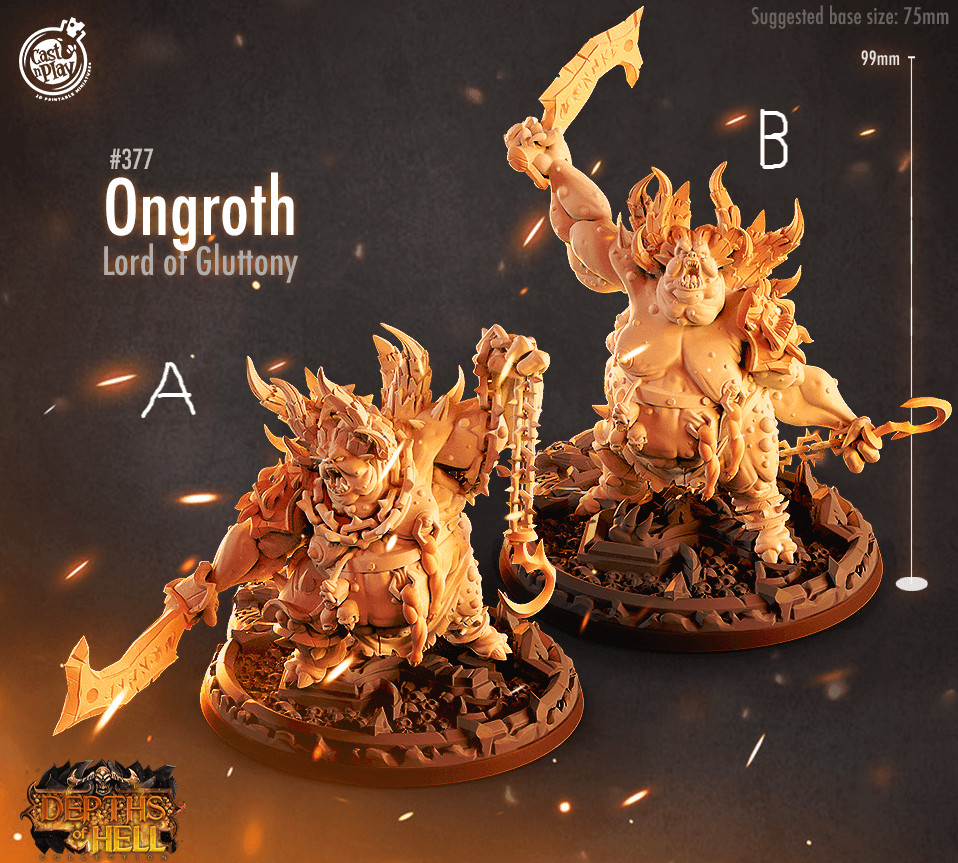 3D Printed Cast n Play Depths of Hell - Ongroth, Lord of Gluttony 28mm 32mm D&D