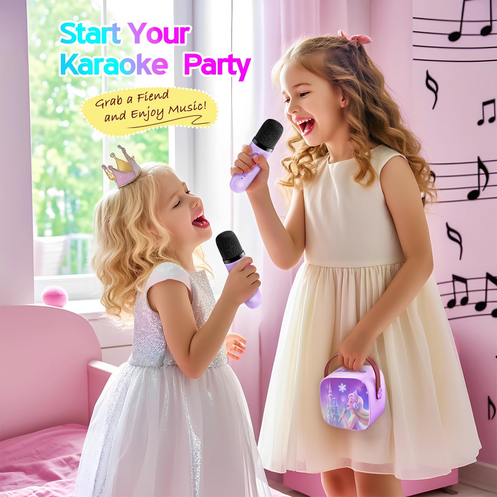 lrjrizzo Purple Karaoke Machine 2 Mics