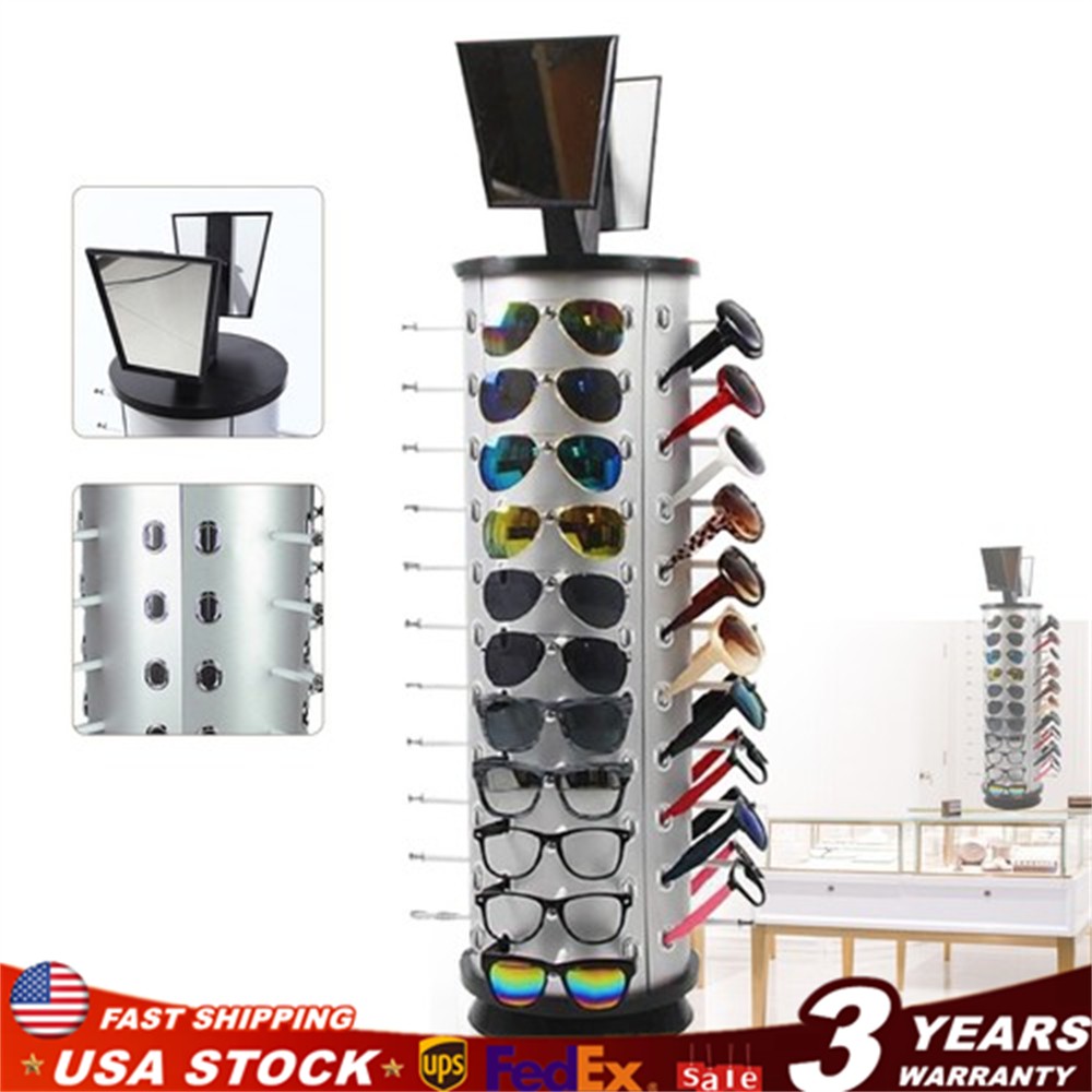 44 Pair Round Sunglasses Display Rack 360° Rotating Sunglass Glass Holder Stand