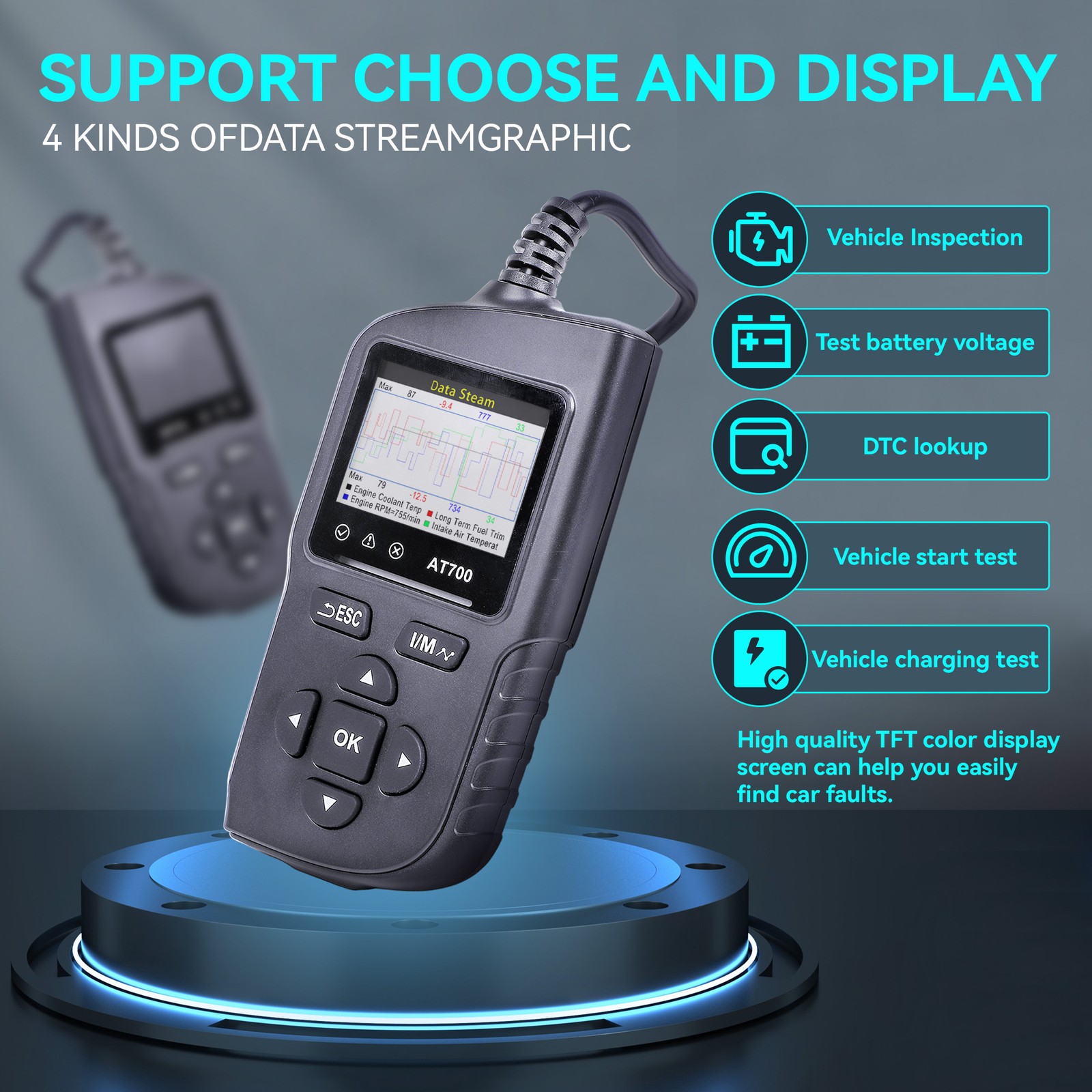 AT700 Scanner Code Reader Car Diagnostic Scan Tool Check Engine Fault US