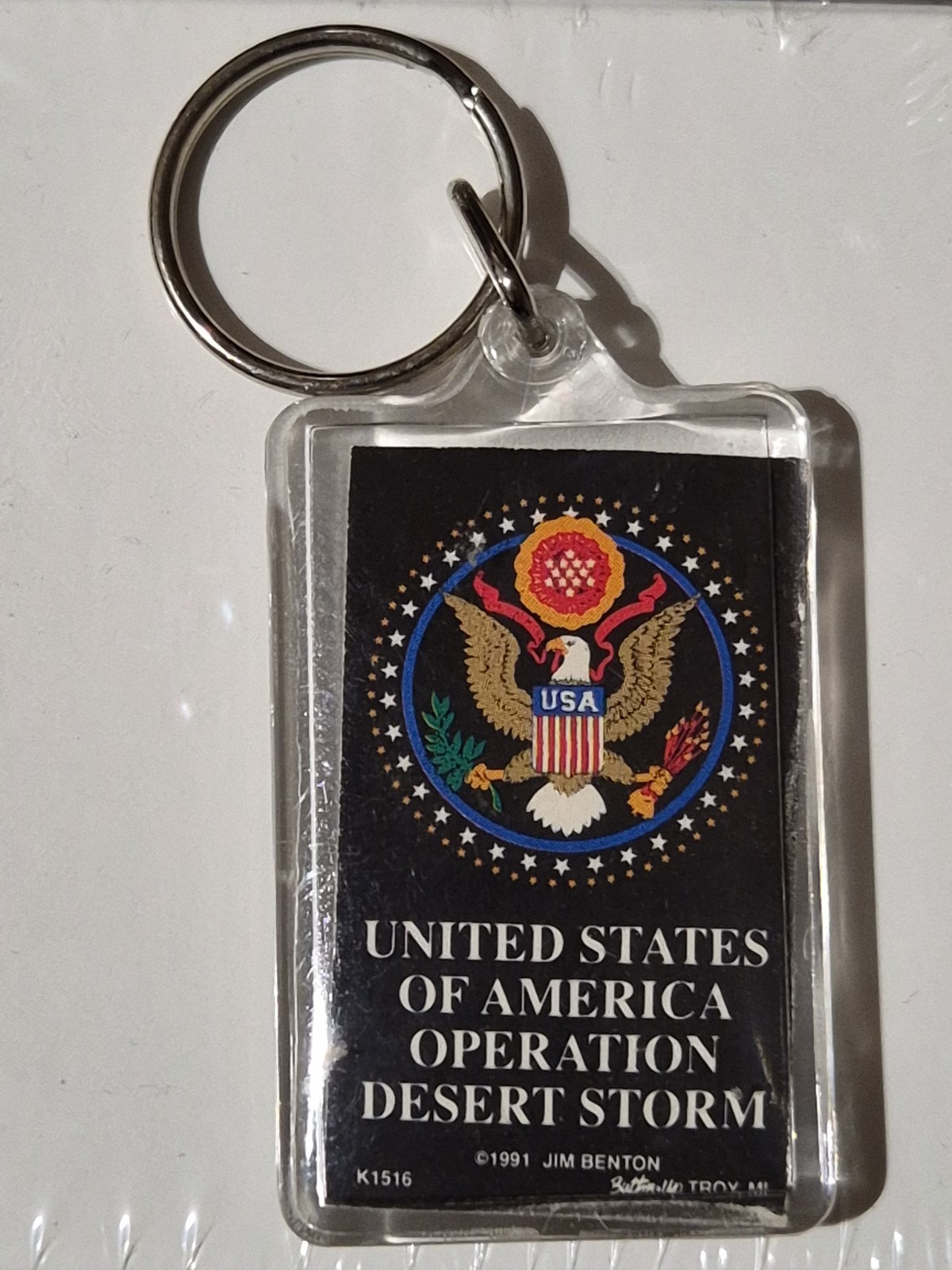 VTG 1991 United States Of America Operation Desert Storm Key Chain Jim Benton