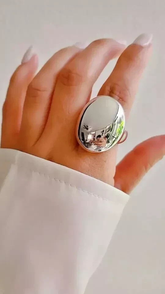 Large Bold Sterling Silver Dome Ring Chunky Electroform Dome Ring Gift For Women