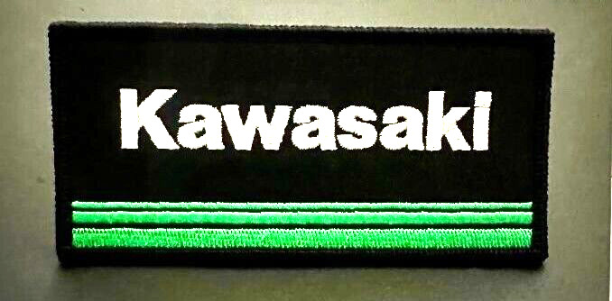 RIVETING KAWASAKI MOTORCYCLES EMBROIDERED IRON-ON PATCH...PATCH
