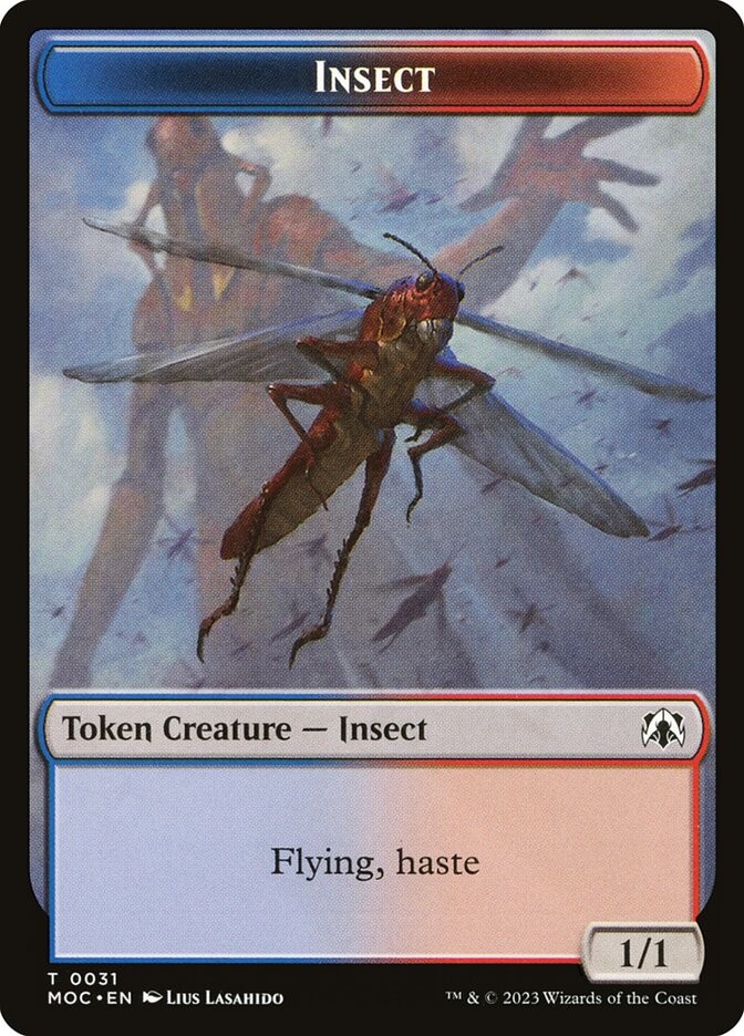 Insect (1/1 Flying Haste) MTG MOM Commander (Locus God) Token NM x4 - Magic Card