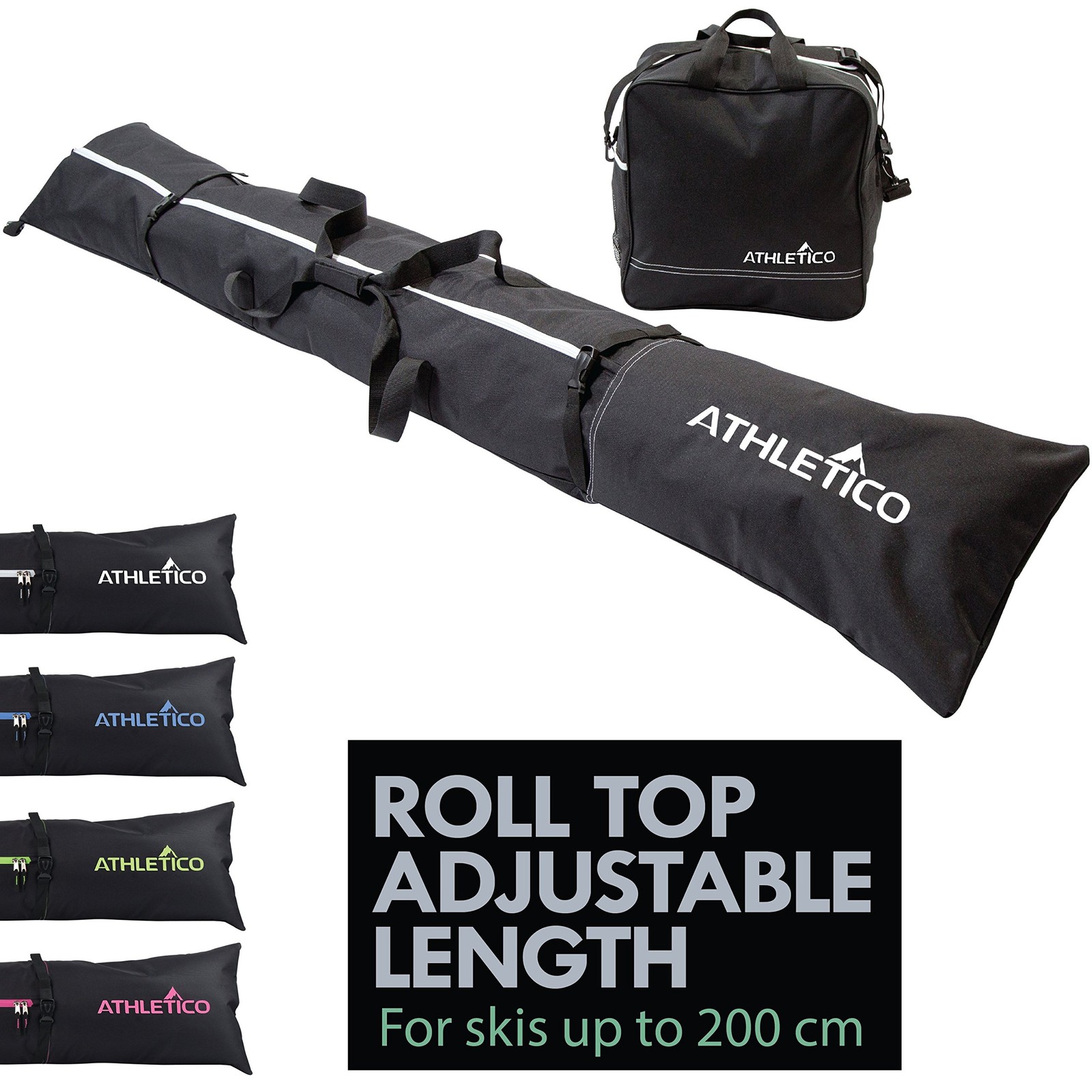Athletico Ski Bag and Boot Combo - Large, Black with White Trim