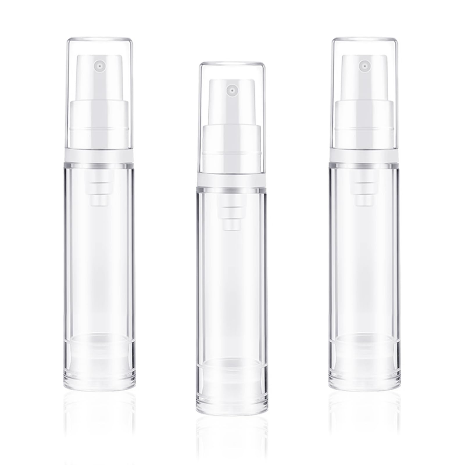 10 ML Empty Airless Pump Bottles, 3 PCS Refillable Clear Travel Lotion Compact
