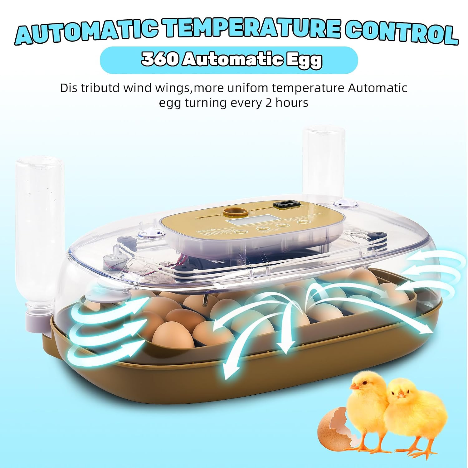 24 Eggs Incubator with Auto Water Refill & Humidity Control, Automatic Egg
