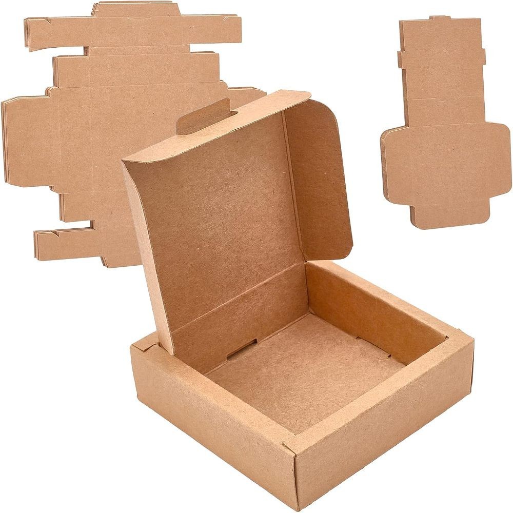 1bag 12sets Kraft Paper Gift boxes Folding boxes Square BurlyWood 10.2x10.2cm