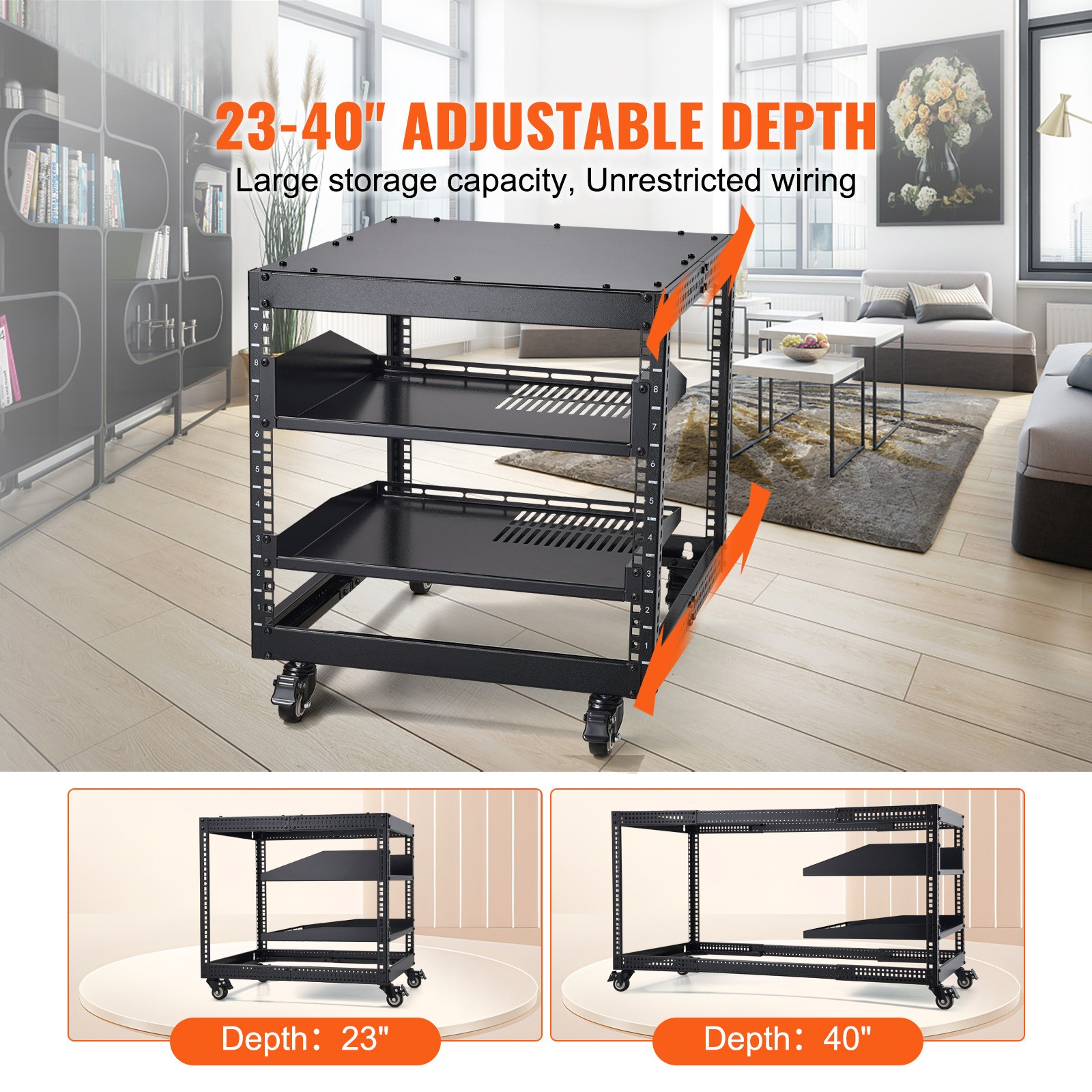 Uimoso 9U Adjustable 4-Post Open Frame Server Rack for Network Equipment