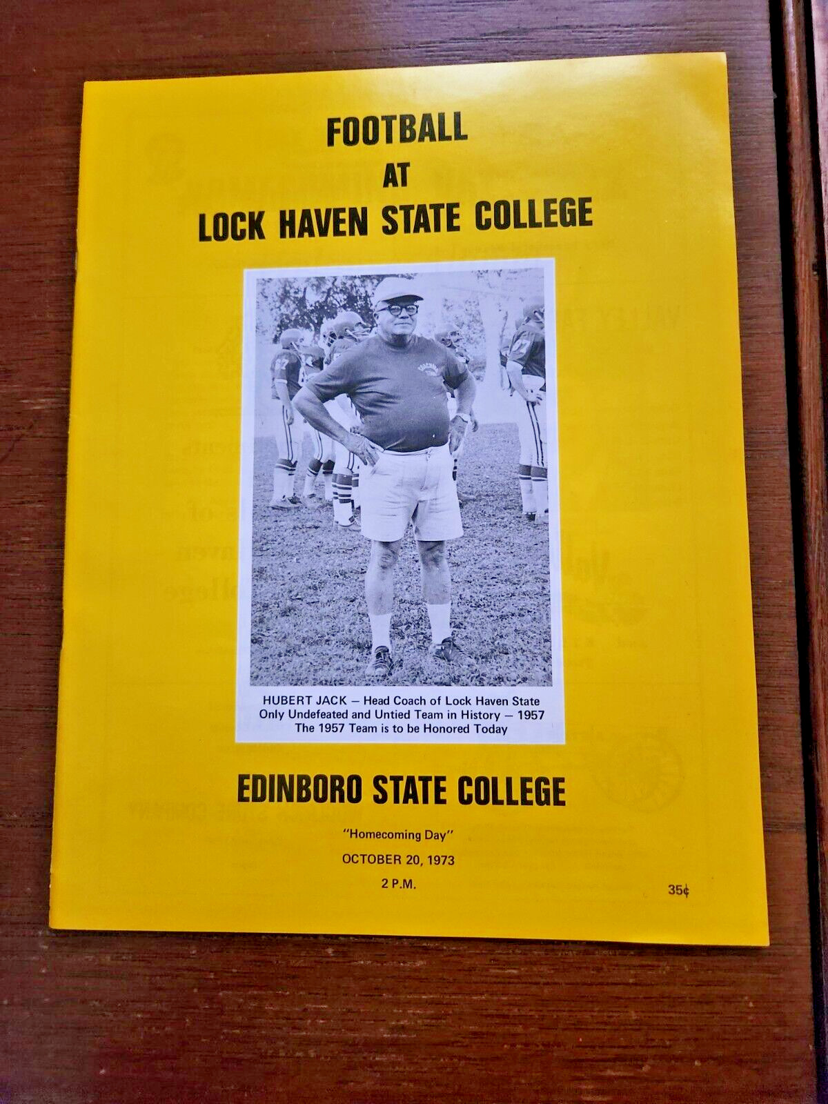 1973 LOCK HAVEN STATE vs EDINBORO STATE Football Program Oct 20 HUBERT JACK