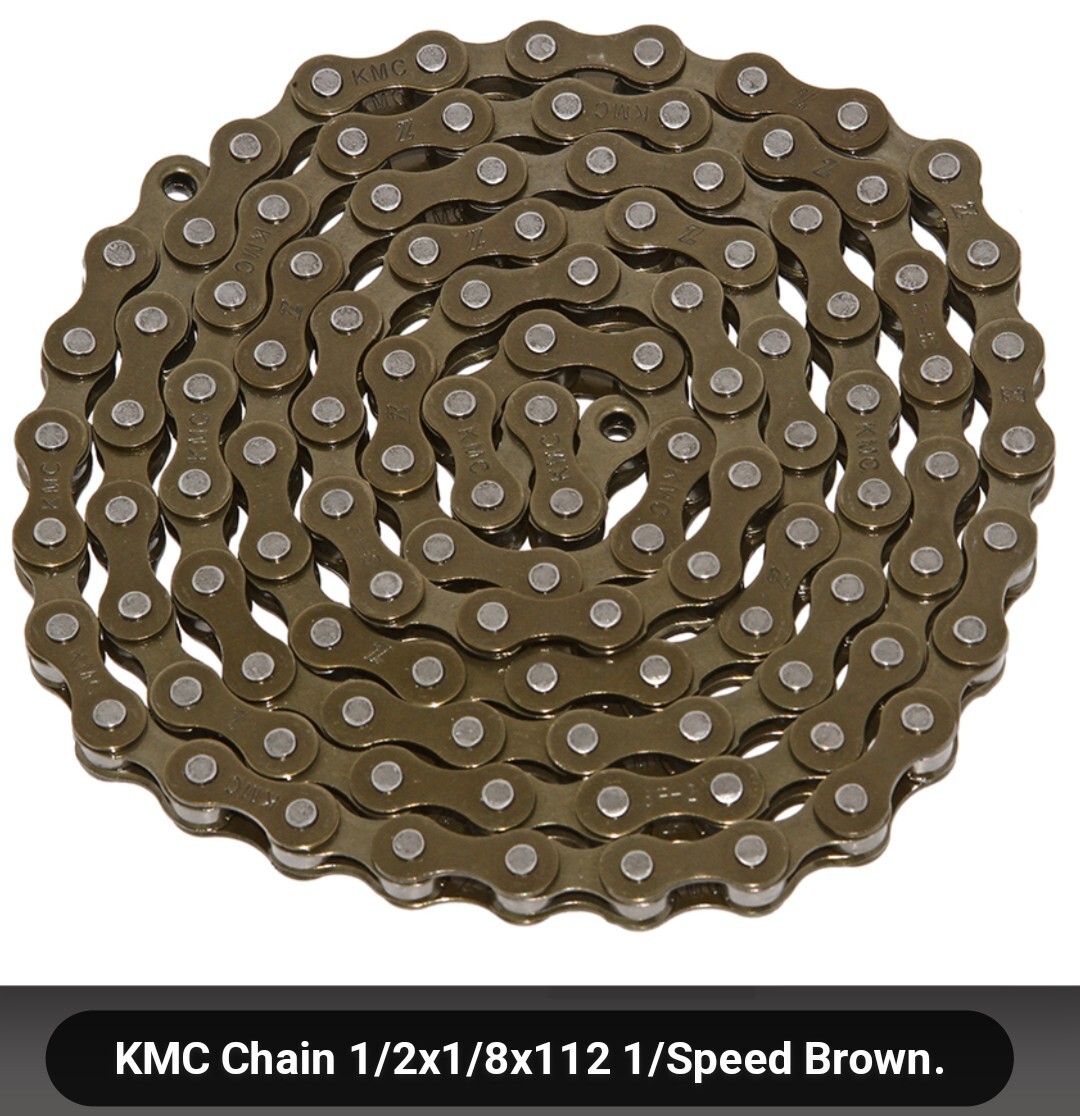 KMC SINGLE SPEED BICYCLE CHAIN BROWN 1/2"X1/8"X 112,CRUISER,BMX