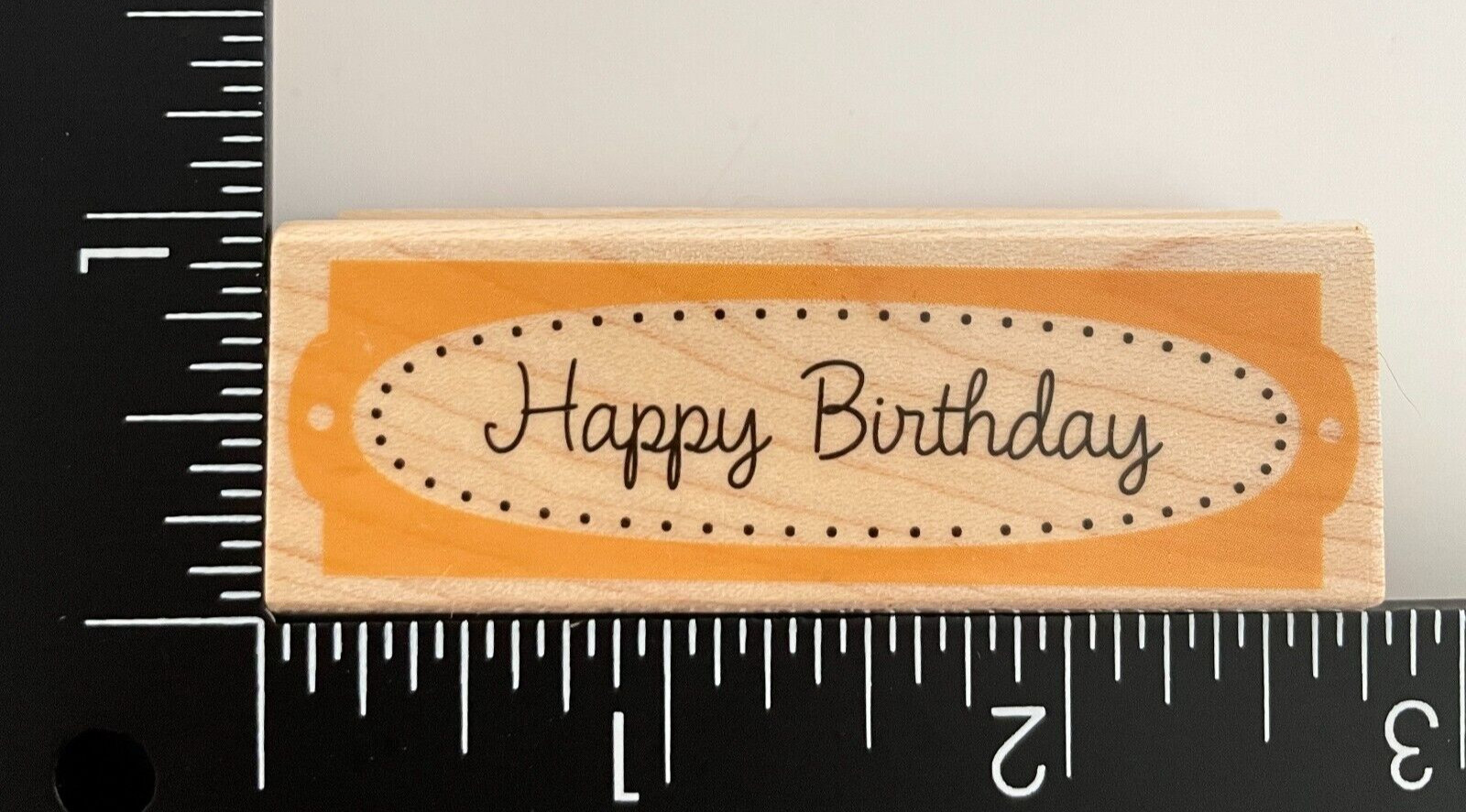 Hero Arts Oval Happy Birthday Dot Tag Frame C4578 Wood Mounted Rubber Stamp