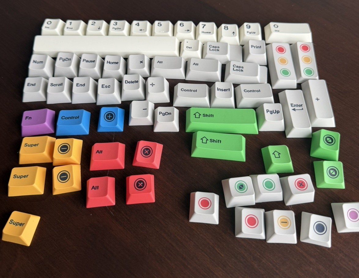 Keyboard Keycaps, Red, Green, Yellow, Blue, Stop light, numbers