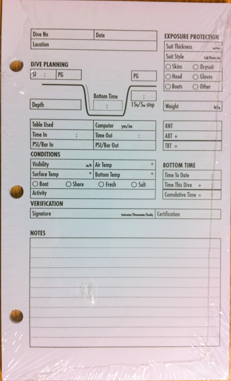 Log Book Binder Replacement Pages 3 Ring Scuba Diving Dive Set Tabbed LB0260