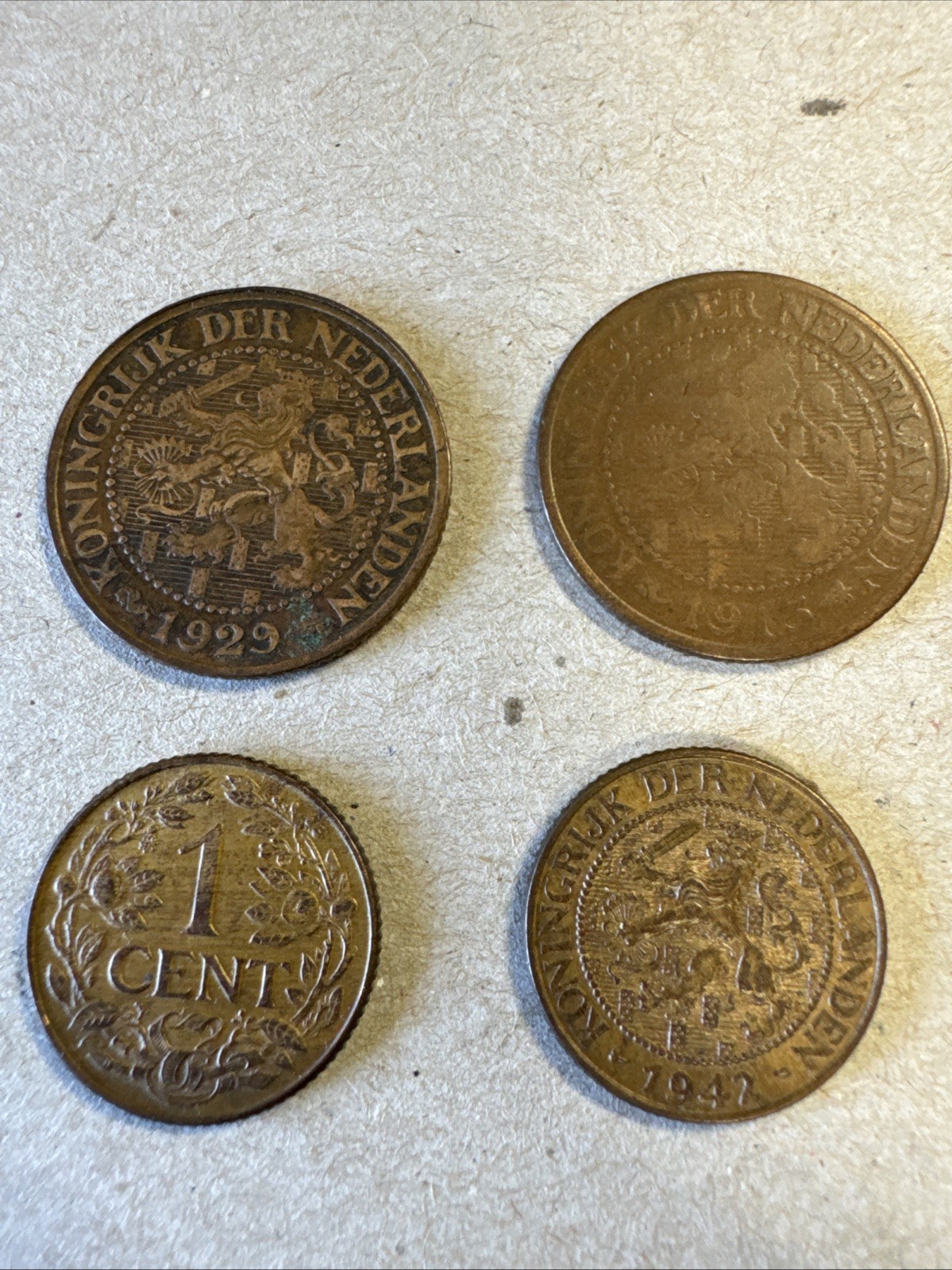 Old Netherlands 4 Coin Lot 1913-1942 2 1 Cent And 2 2-1/2 Cent Coins