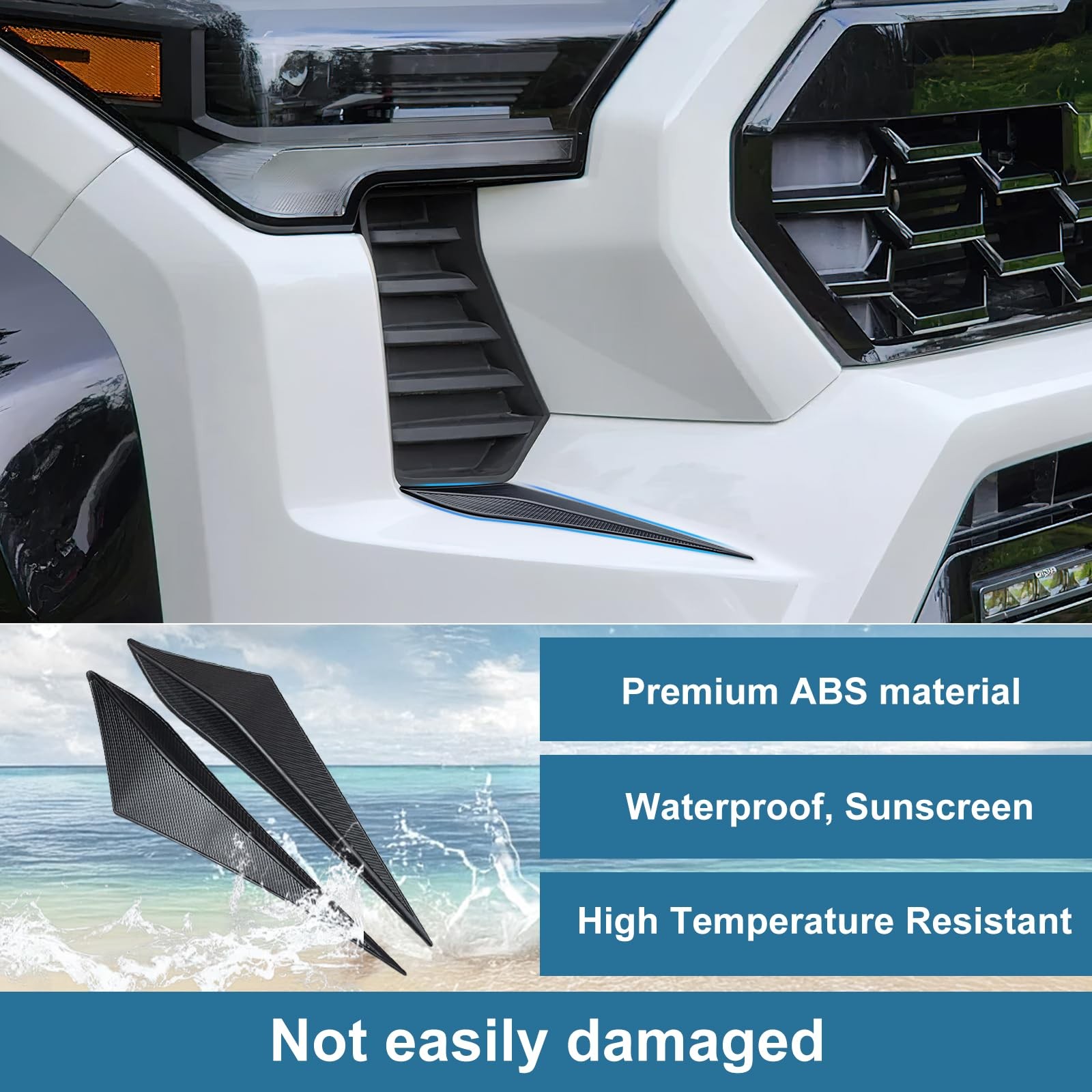 Front Side Grille Patch Decor Compatible with 2024 2025 2026 Black, Black