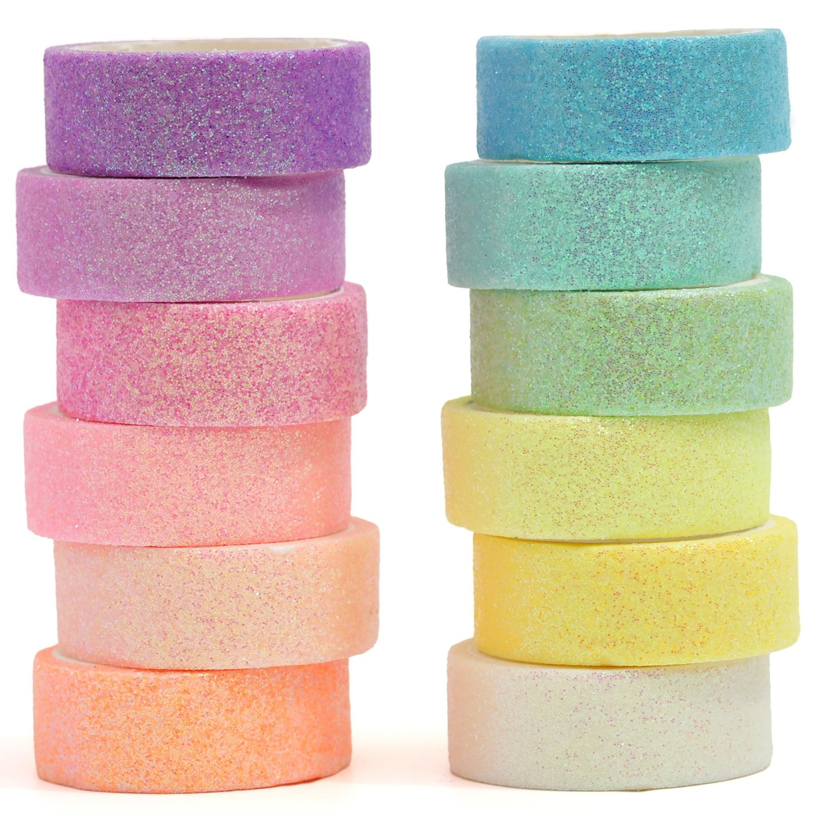 YUBX Glitter Washi Tape Set 12 Rolls Sparkling Foil Decorative Sprinkle Color...