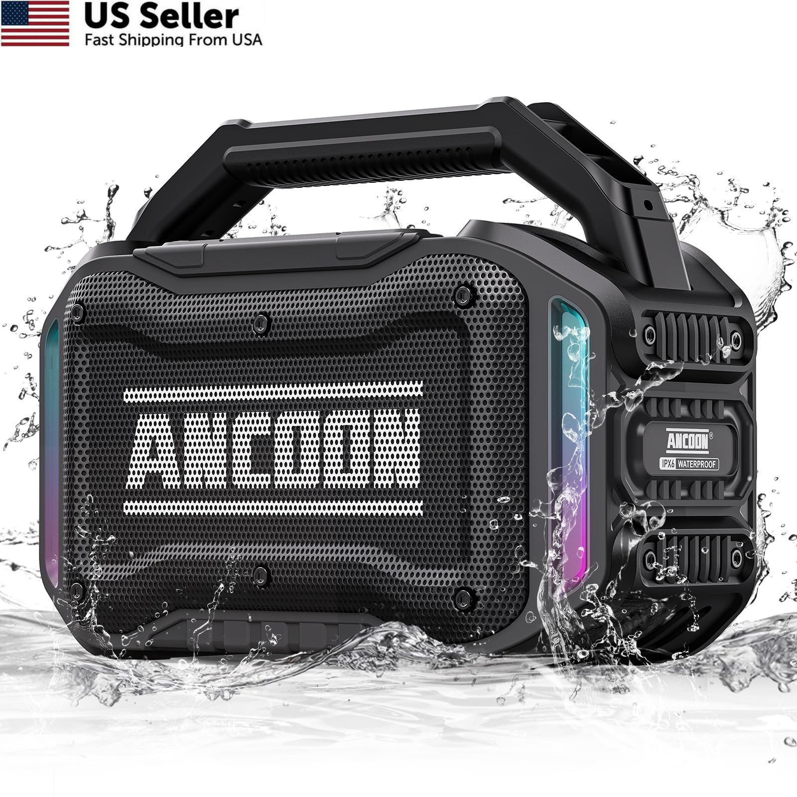 ANCOON Speakers Bluetooth Wireless: 80W(Peak) Loud Speaker with Bass, Black