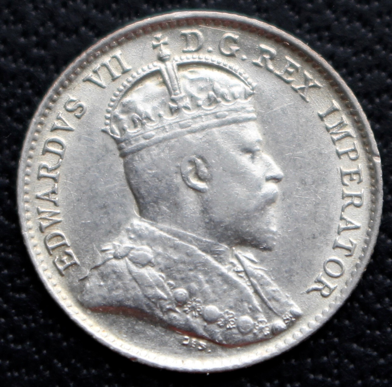1907 CANADIAN 5 CENT .925 STERLING SILVER COIN - King Edward VII - Nice details