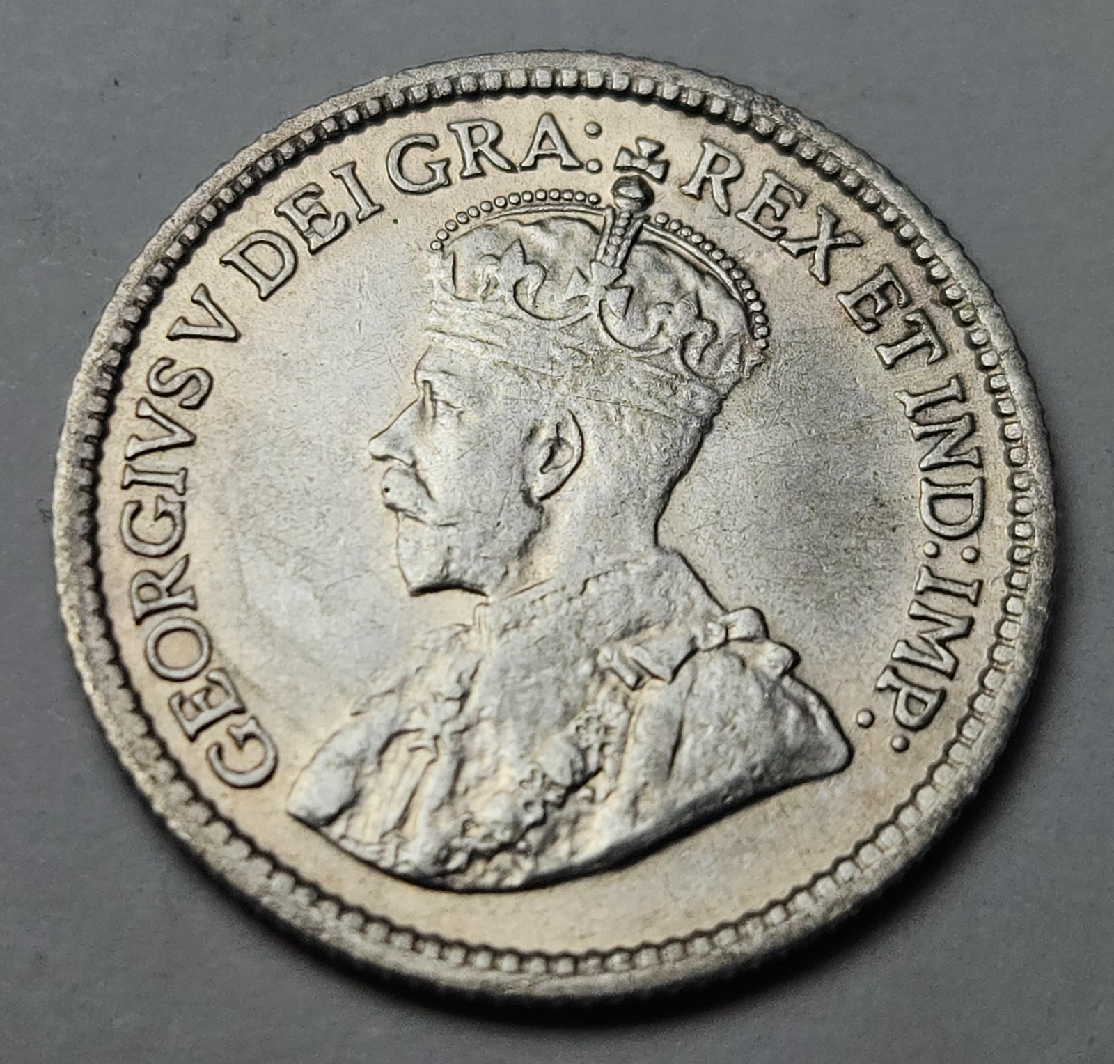 1912 Canada 5 Cents .925 Silver KM#22 UNC/AU