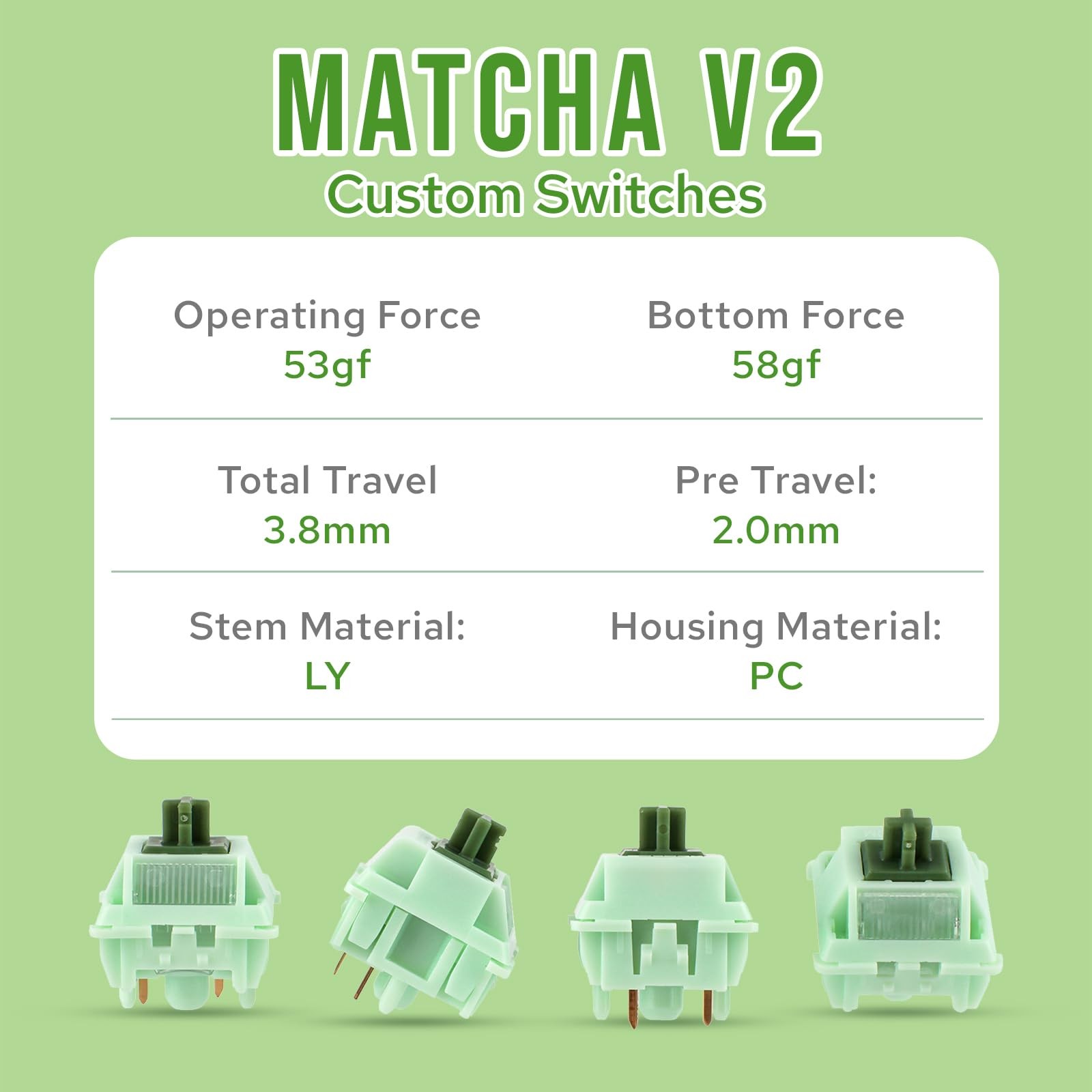 35 PCS Matcha Latte V2 Linear Mechanical Switch Prelubed 5 Pin 53g