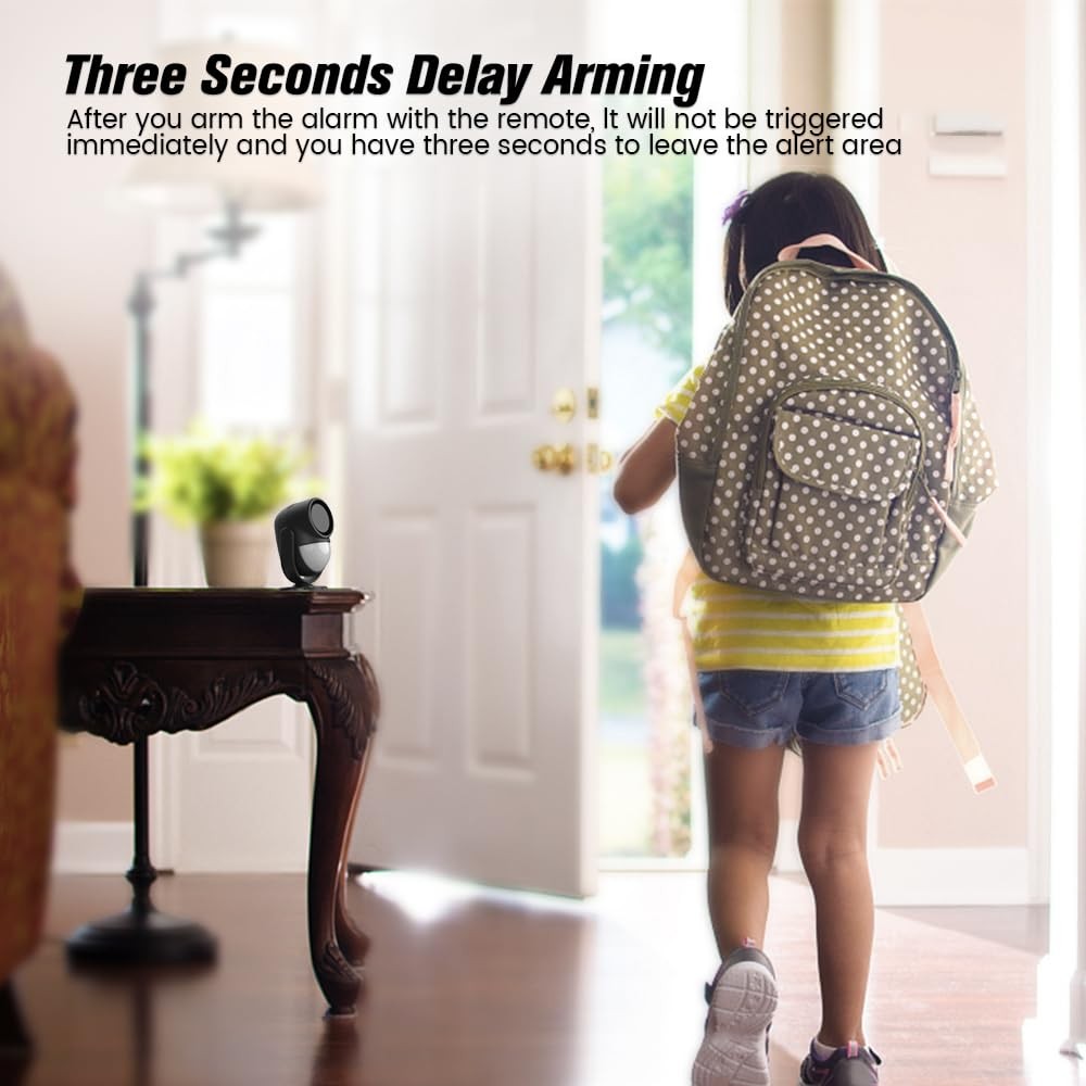 125dB Loud Motion Sensor Alarm with 328ft Remote Control(40ft PIR Detector, 3...
