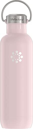 LIfeFactory Stainless Steel Vacuum-Insulated Sport Bottle, 24 Ounce, Desert Rose
