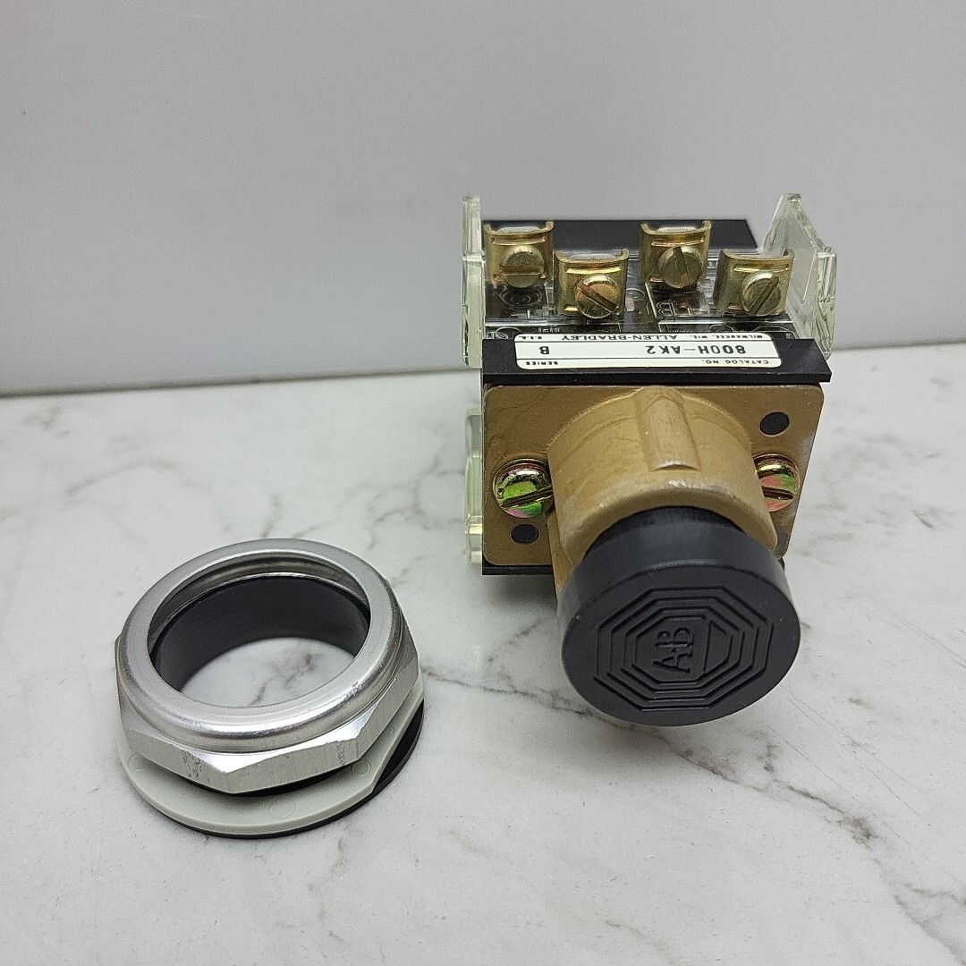 Allen Bradley Flush Head Push Button Unit Black Button 800H-AK2B Ser B New