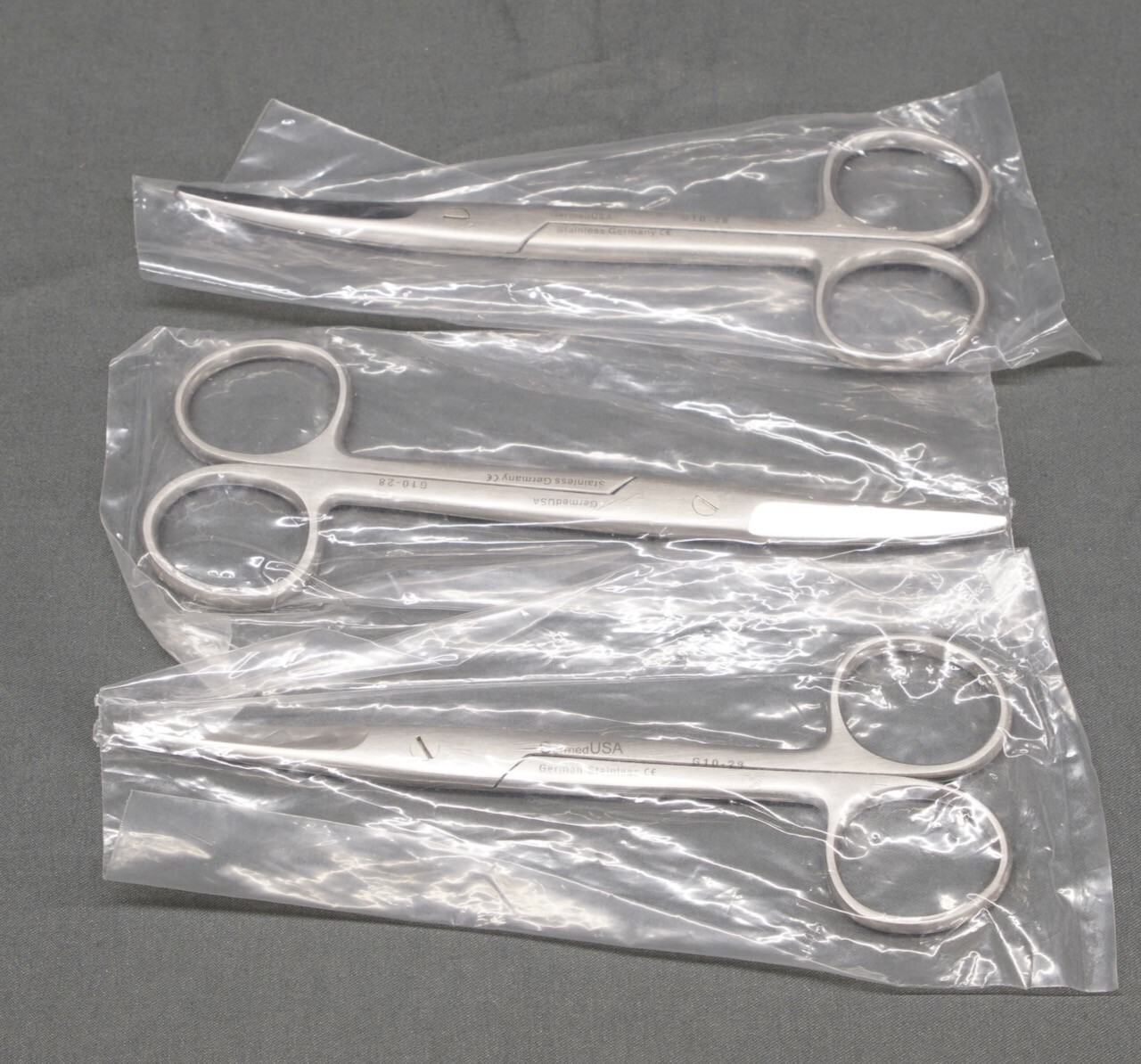 GerMed G10-28 Mayo Dissecting Scissors Curved 5.5" - Lot Of 3 (R12)