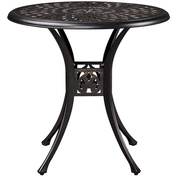 31in Round Cast Aluminum Outdoor Dining Retro Side Table with Umbrella Hole
