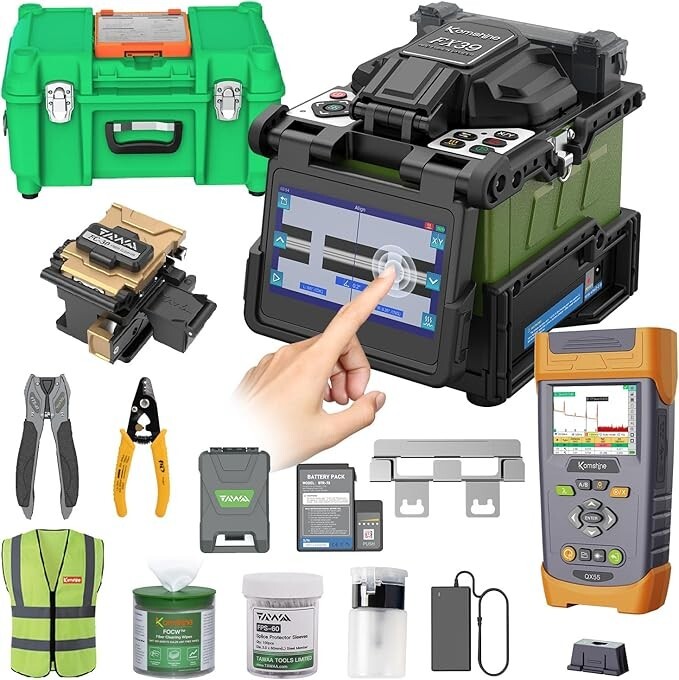 6 Motors FX39 Fusion Splicer & QX55-PON 1310/1550/1625nm, 32/30/28dB OTDR Kit