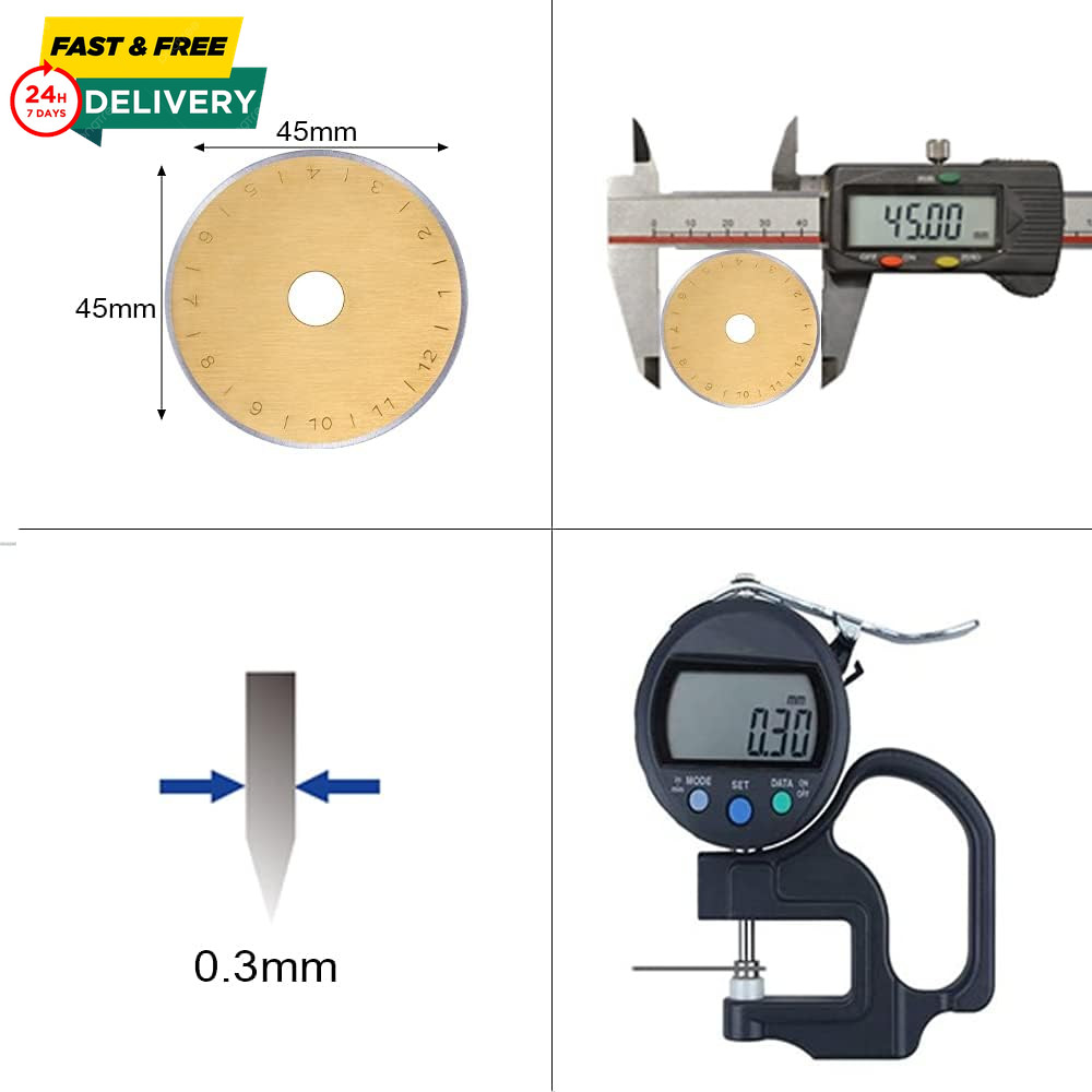 Titanium Coated 45Mm Rotary Cutter Blades 15 Pack Compatible with Olfa