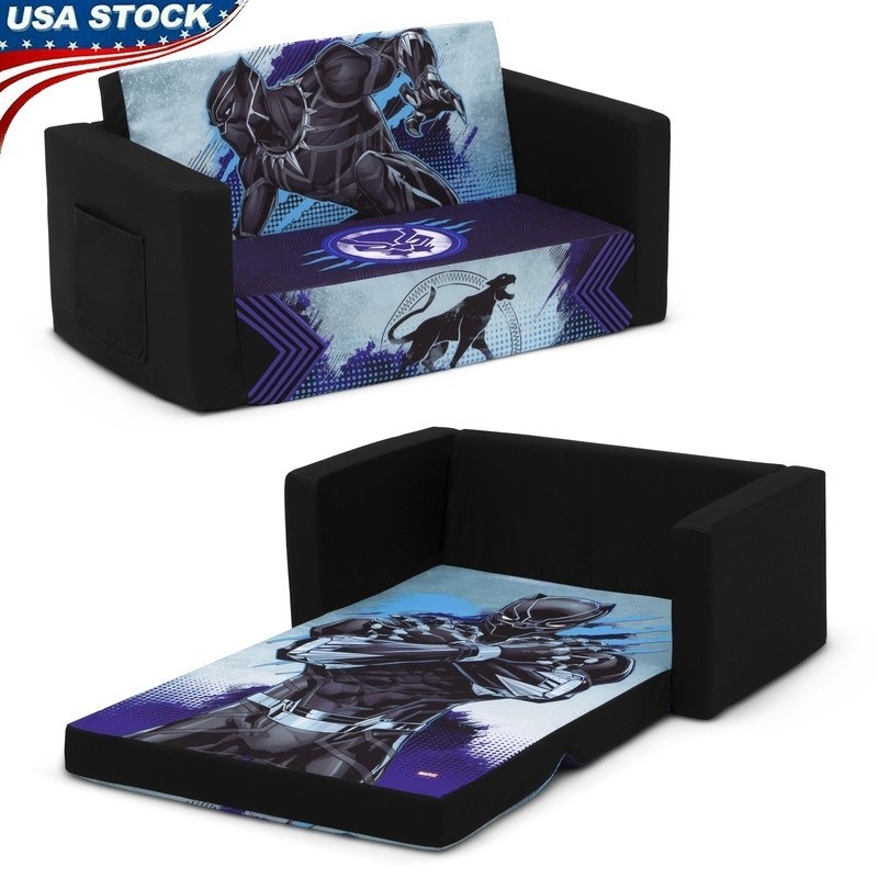 Black Panther Kids Sofa Bed Cozee Flip-Out Convertible Lounger Memory Foam New