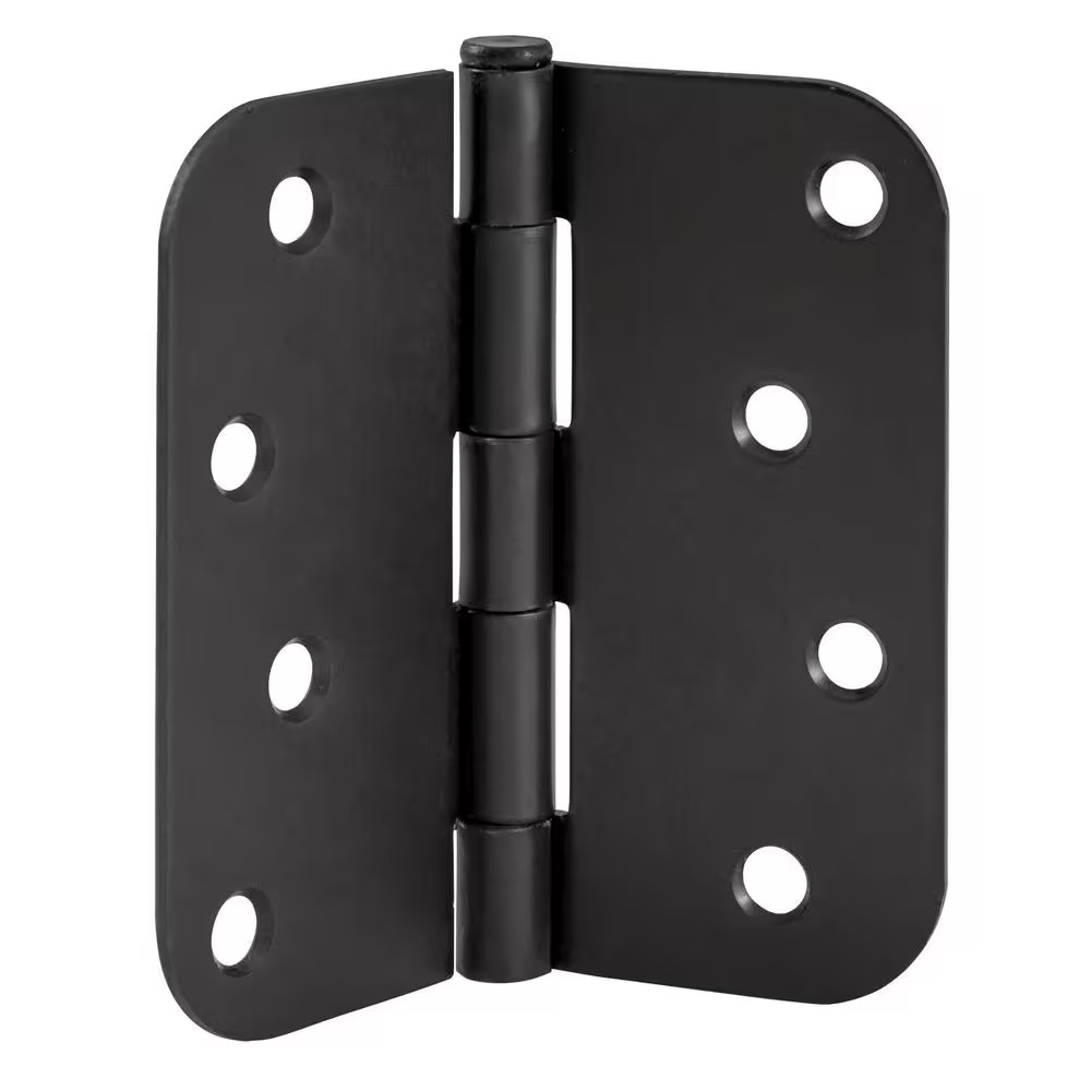 4 In. X 5/8 In. Radius Matte Black Door Hinge Value Pack (10 per Pack)