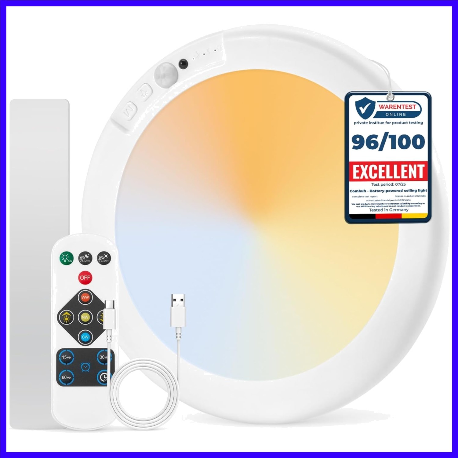 Battery Operated Shower Light Waterproof Inside, Rechargeable Motion Sensor s...