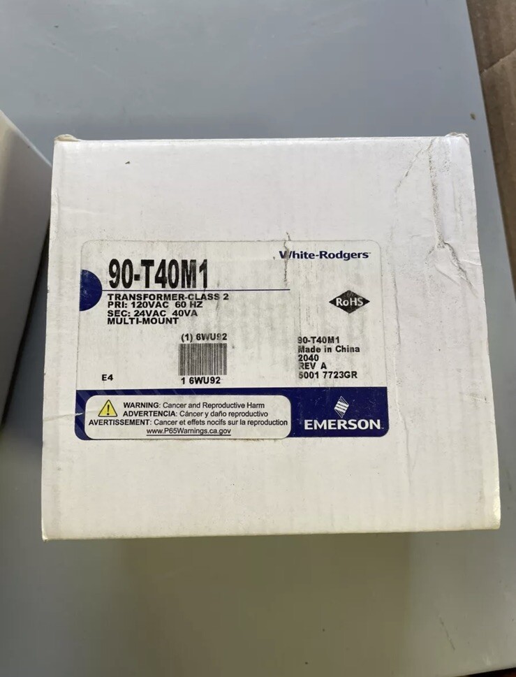 White Rodgers 90-T40M1 Transformer Class 2 120VAC 56/60Hz NEW