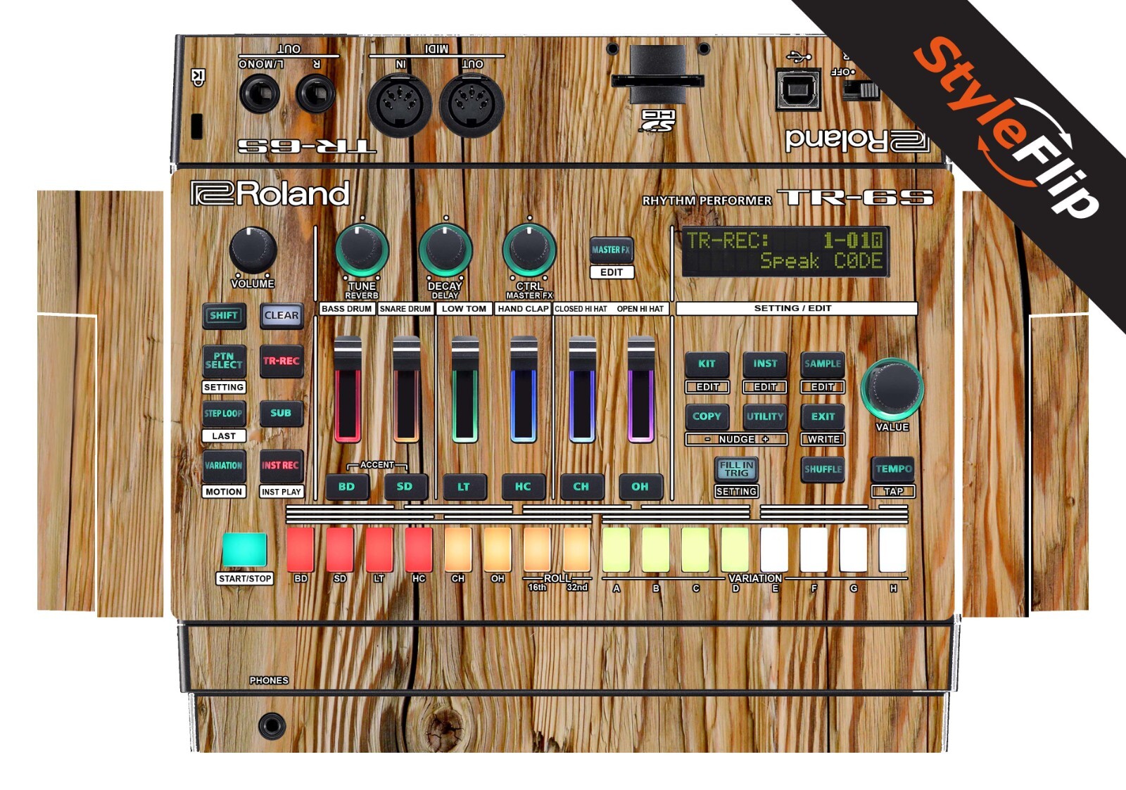 Roland TR-6S Skins | Wood 4 | Protective Decal | StyleFlip Skins