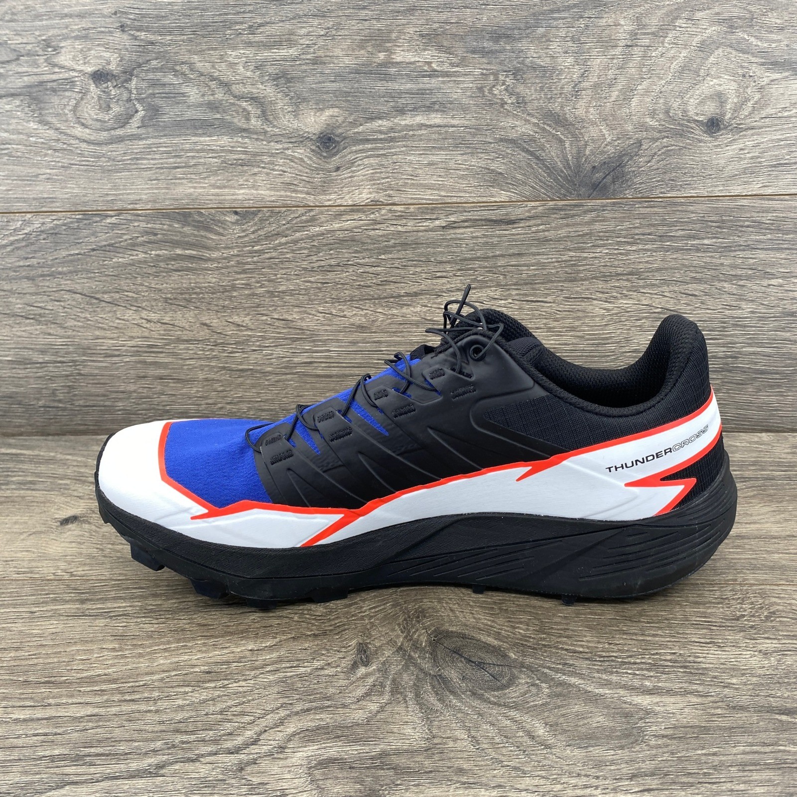 Salomon Thundercross Trail Running Shoes Men's Size 10 Wide Black Blue Orange