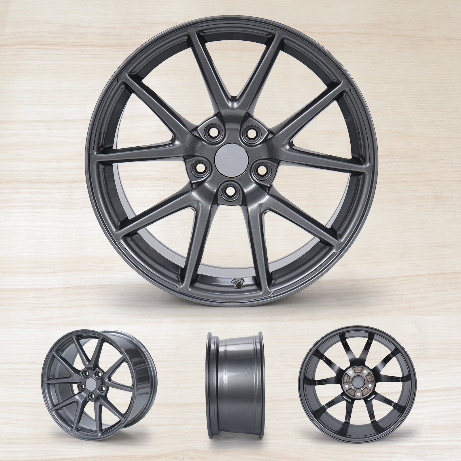New 18" x 8.5" Replacement Rim for Model 3 2017-2023 Aero Wheel Grey OEM Design