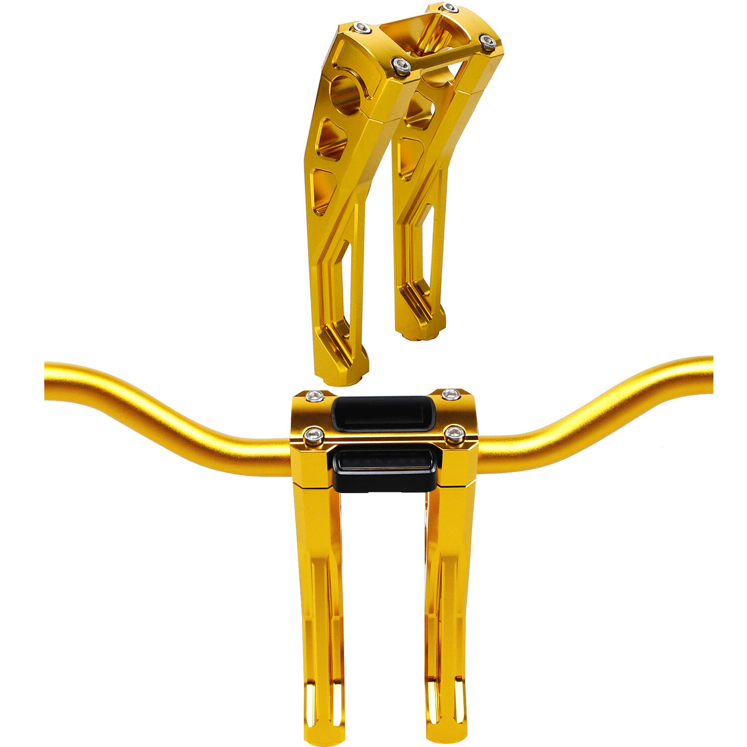 Gold 8.5" Pullback 1.0" Handlebar Risers Kit for Harley 22-24 Low Rider ST FXBBS