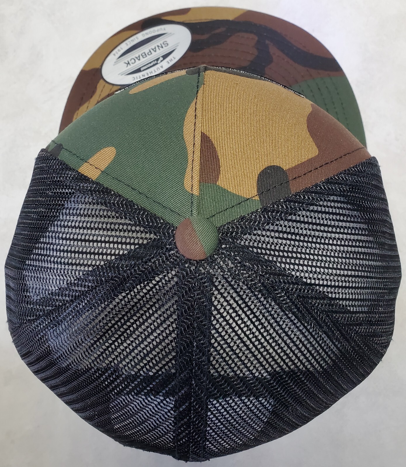 GLOCK Embroidered Patch Trucker Hat/YP Classics 6006 Flatbill Camo/Black