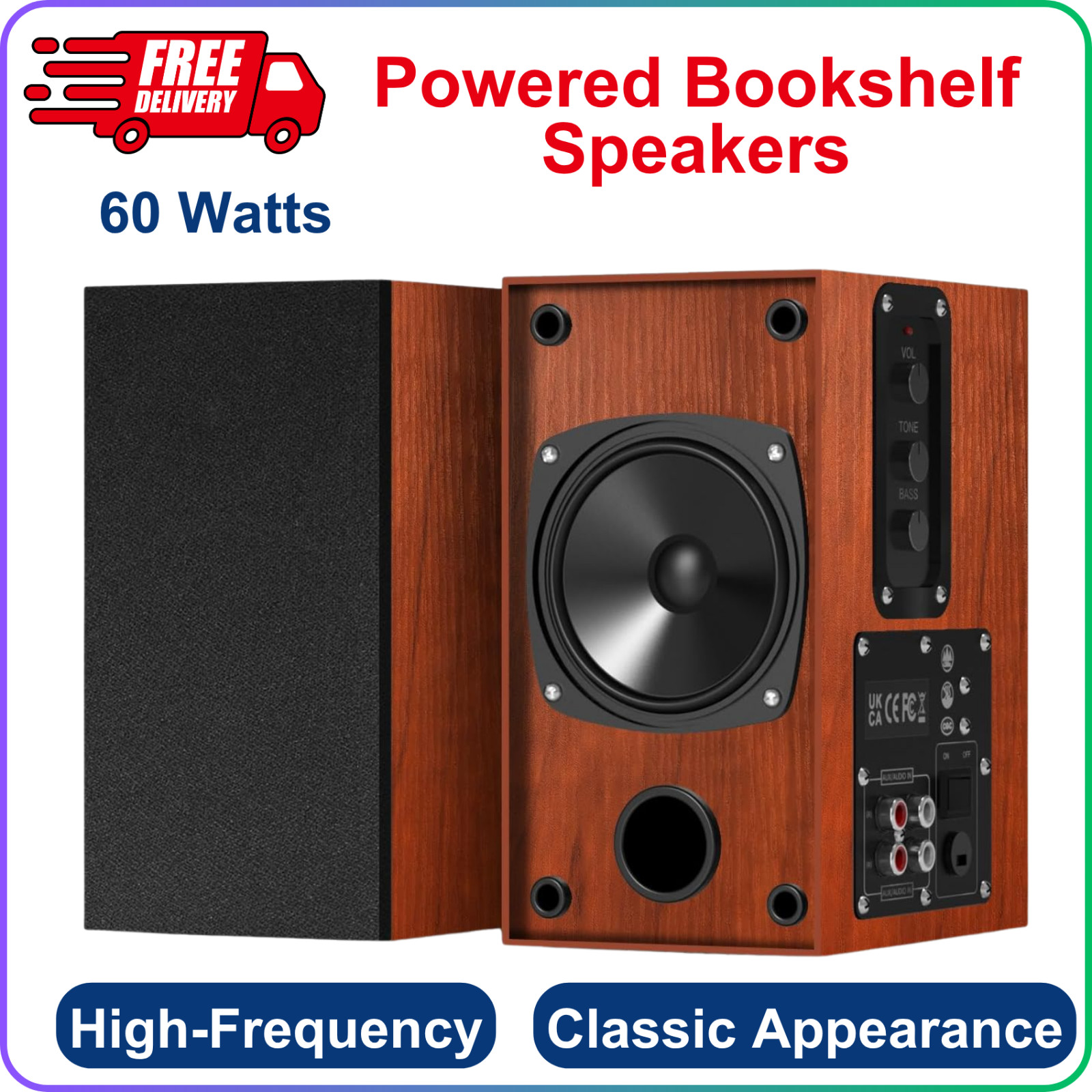 Powered Bookshelf Speakers, 30W X 2 Turntable Speakers With 4 Inch Woofer Record