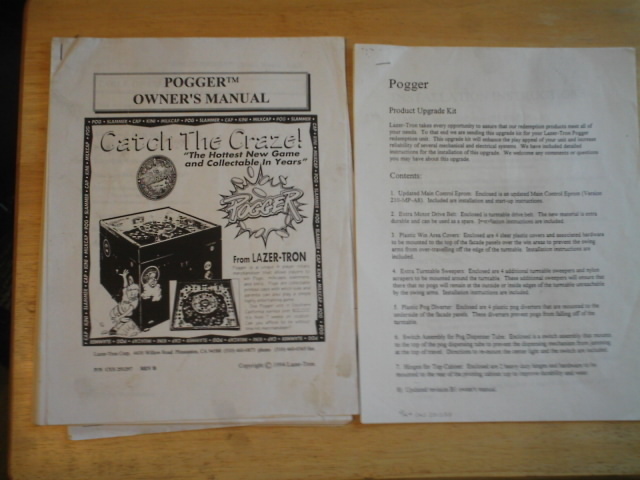 POGGER  owners manual arcade game  lazer tron  1994