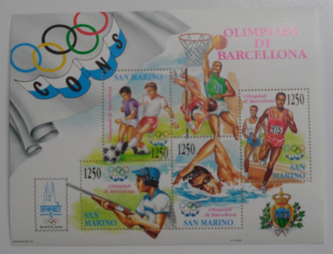 STAMPMART : SAN MARINO 1992 BARCELLONA OLYMPIC GAMES MINT NH SOUVENIR SHEET