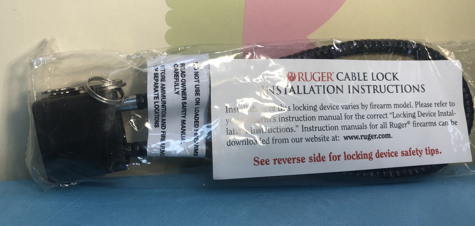 Black Cable Gun Safety Lock *BRAND NEW* Ruger R15LC1 - 2 Keys