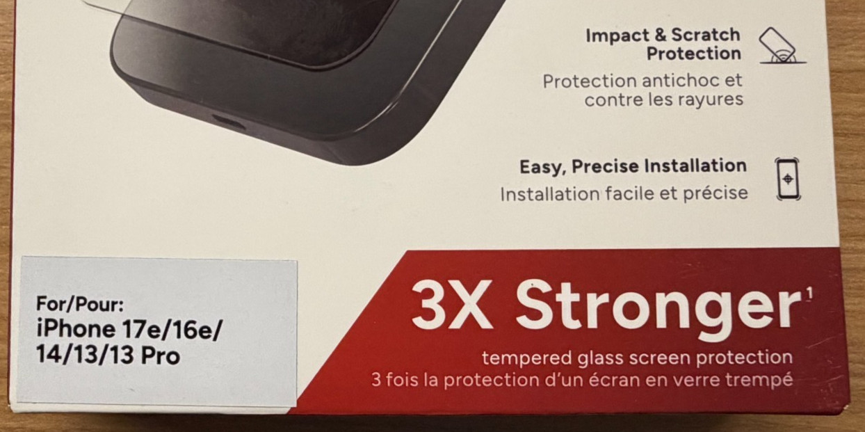 ZAGG Invisible Shield iPhone 17e / 16e / 14 / 13 / 13 Pro Screen Protector 3X
