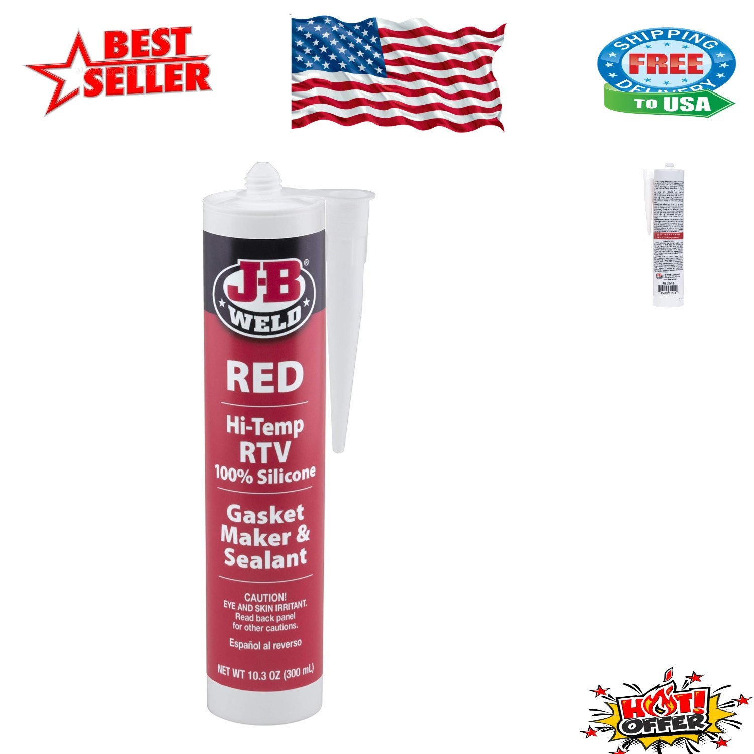 10.3 oz Red RTV Silicone Gasket Maker for Automotive & Metal Applications