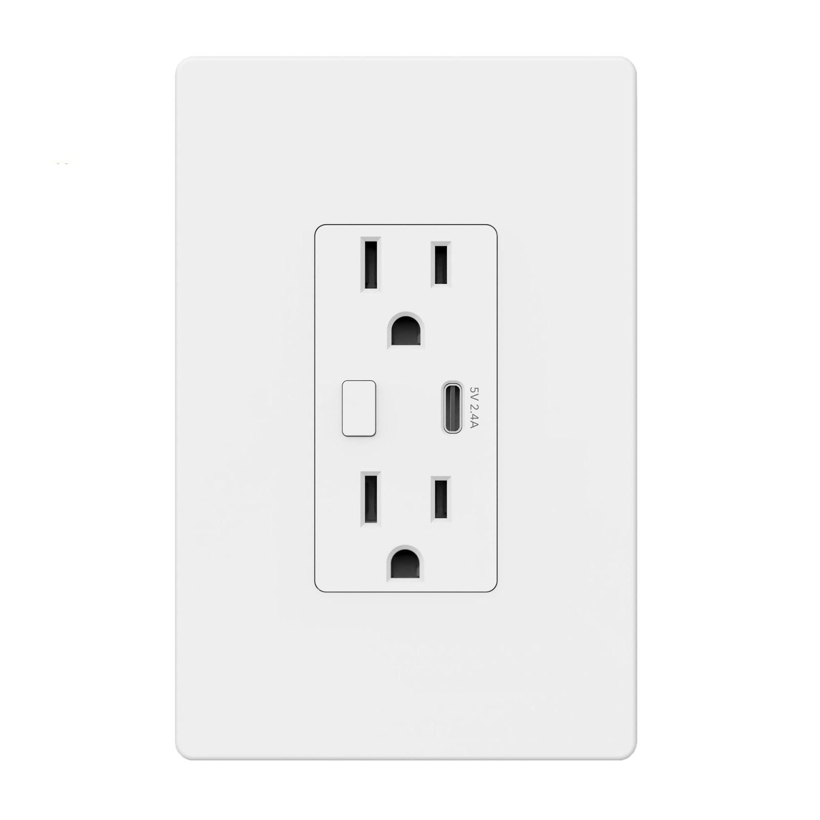 BN-LINK Smart Electrical Outlet with 2 Controlled Plugs and Type-C White